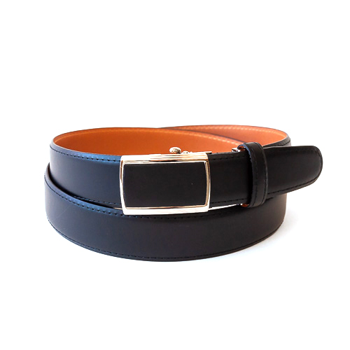 【レザーグッズモリヤ】ワンタッチ式 バックル穴無しベルト 大きいサイズ 日本製