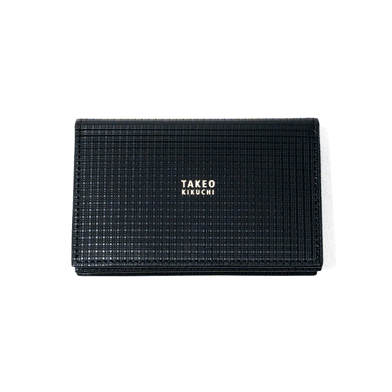 【タケオキクチ】 トリプルエンボス 名刺入れ 通しマチ